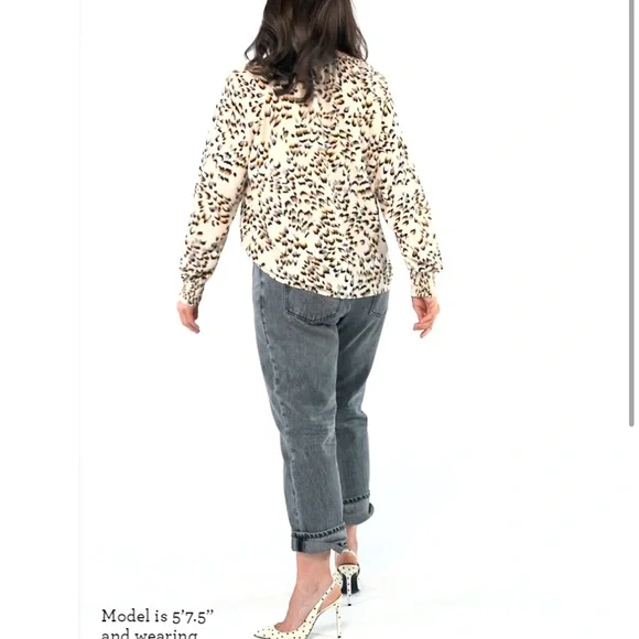 CAbi  Round Trip Cream and Brown Blouse with Peter Pan Collar - Picture 4 of 10